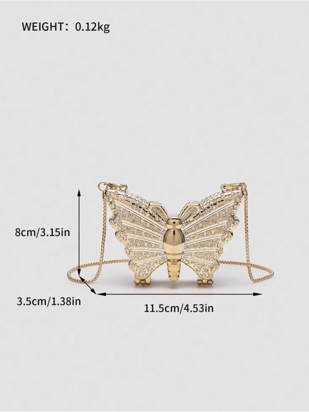 Gold Butterfly Crystal Evening Bag - Women Bags - Picture 2 of 5
